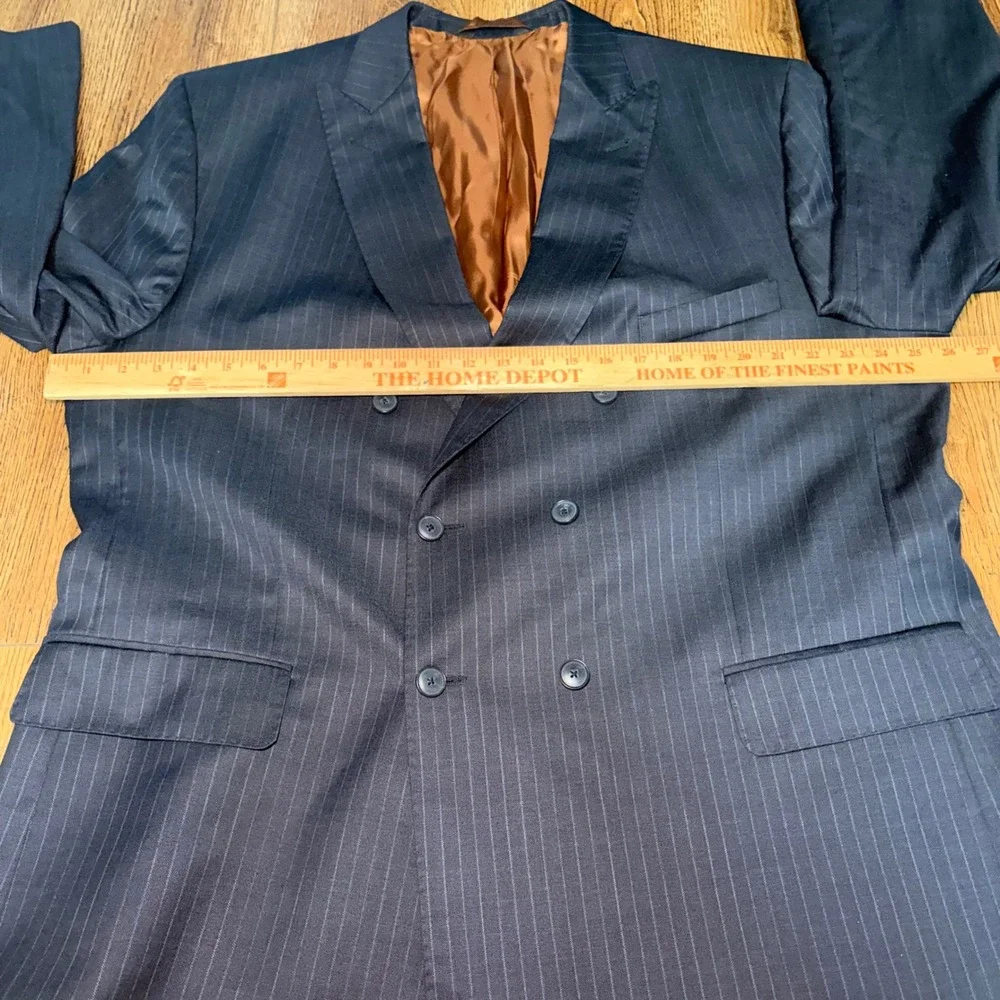 Jos A Bank Joseph Blazer Mens 50R Blue Pinstripe Wool Double Breasted  formal